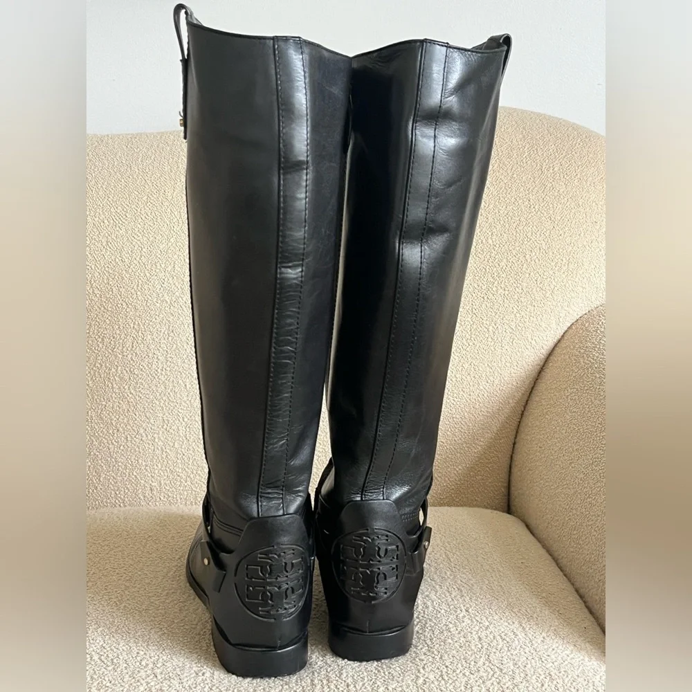 TORY BURCH Black Leather Over-the-Knee Riding Boots